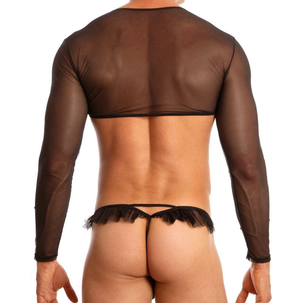 JCSTK - Mens Secret Male SMX001 Crop Top with Sleeves Black