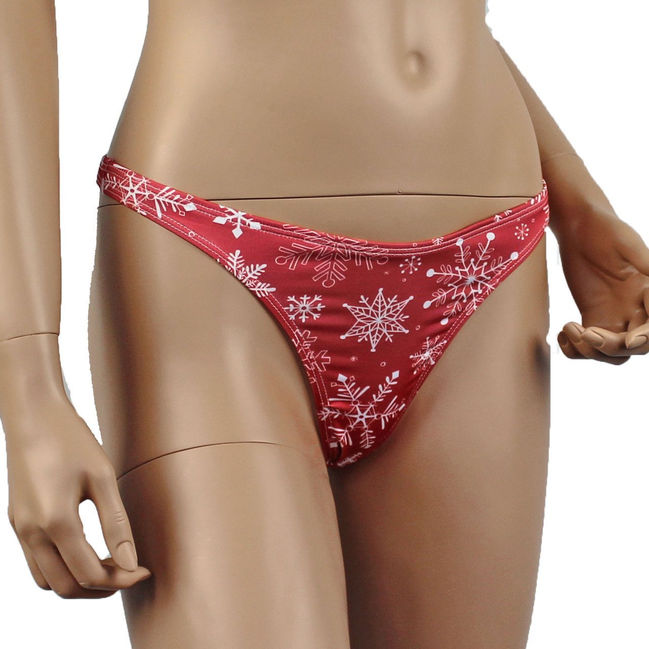 Womens Christmas Snow Flake G string Thong Xmas Underwear Red