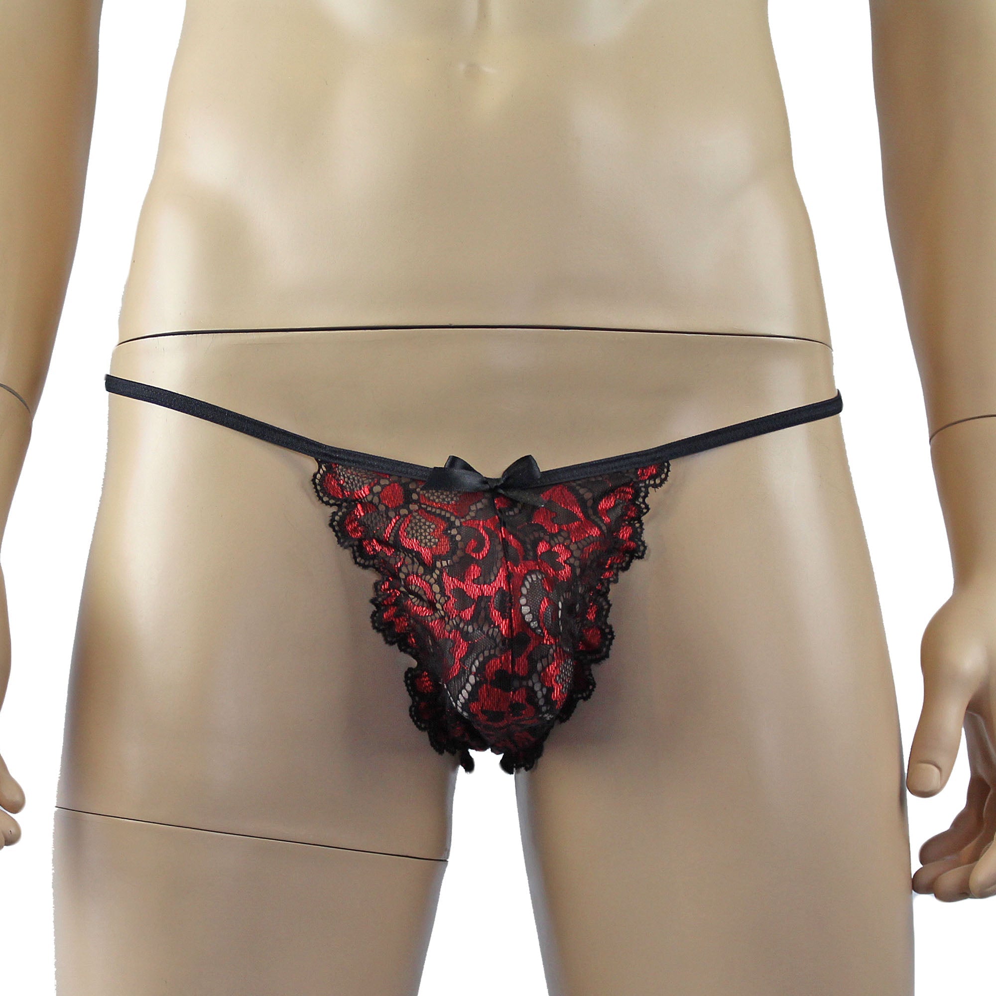 Mens Sweetheart Shiny Lace Pouch G string (red plus other colours)