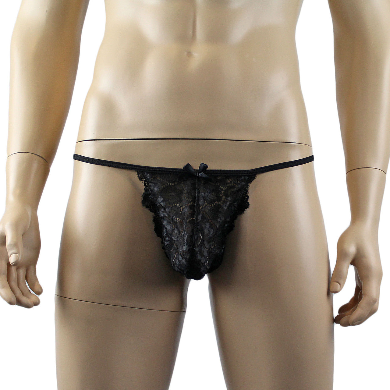 Mens Shiny Lace Pouch G string (black plus other colours)