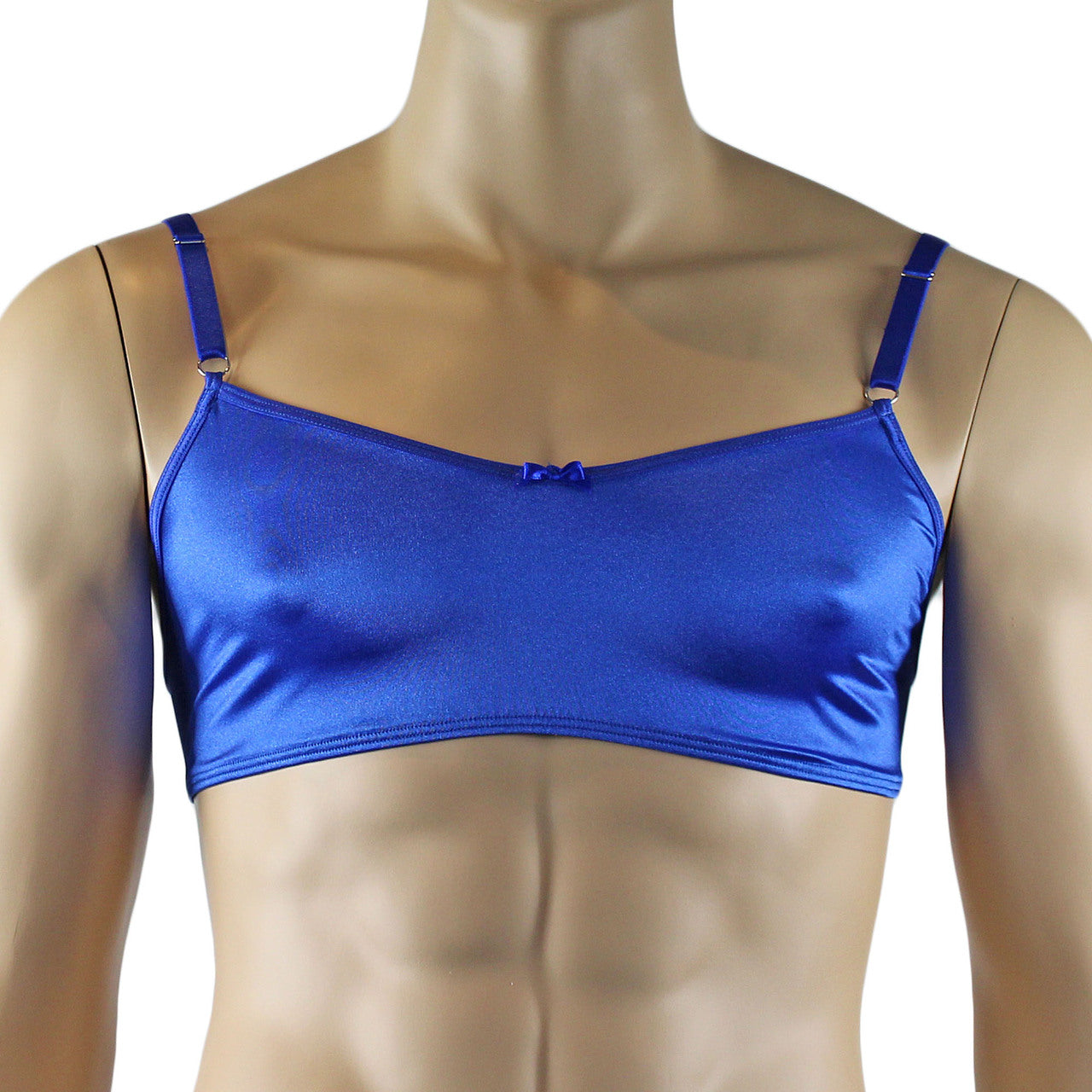 Mens Stretch Silky Satin Bra Top (blue plus other colours)