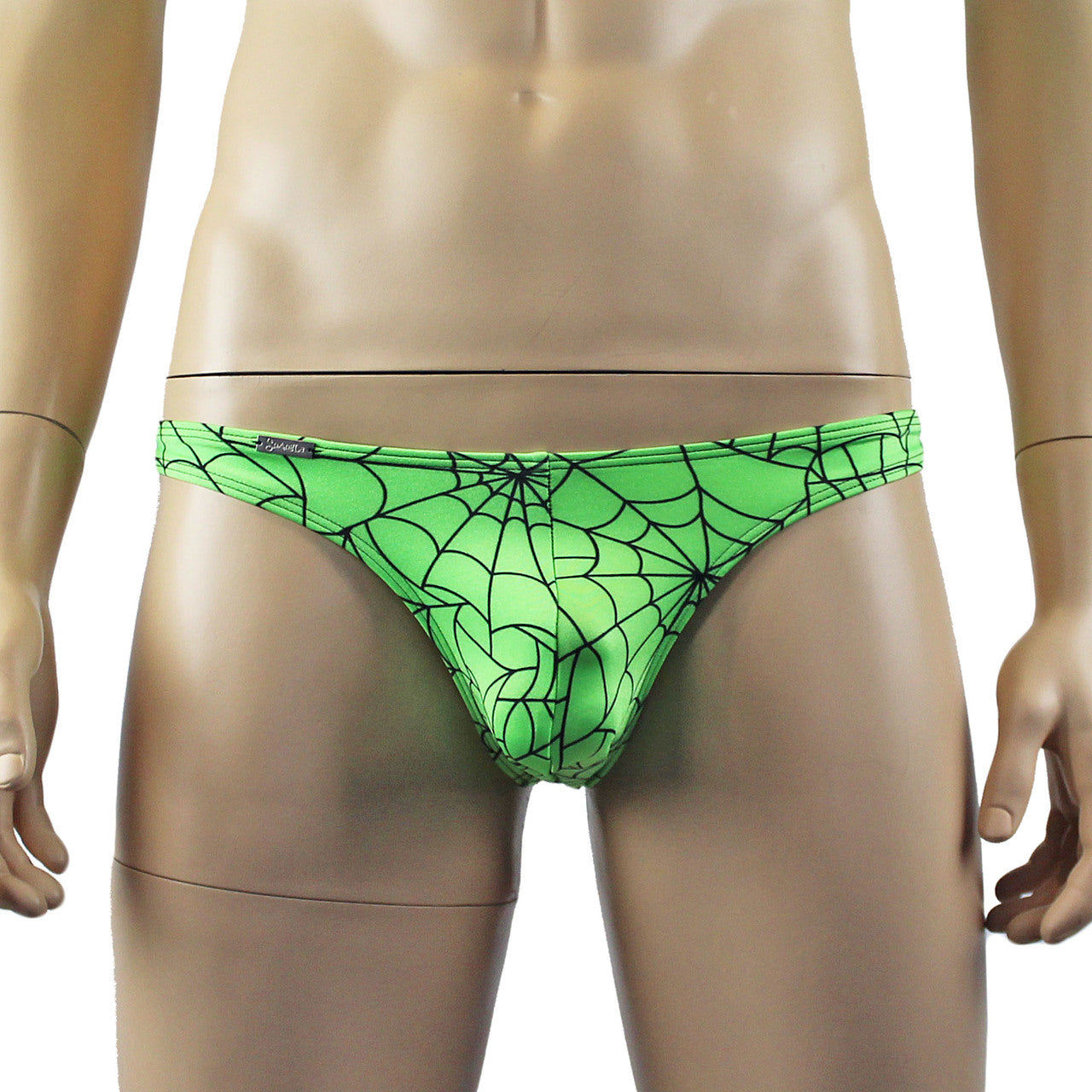 Mens Halloween Spooky Spider Web Camisole Bra Top & Thong (lime & pink colours)