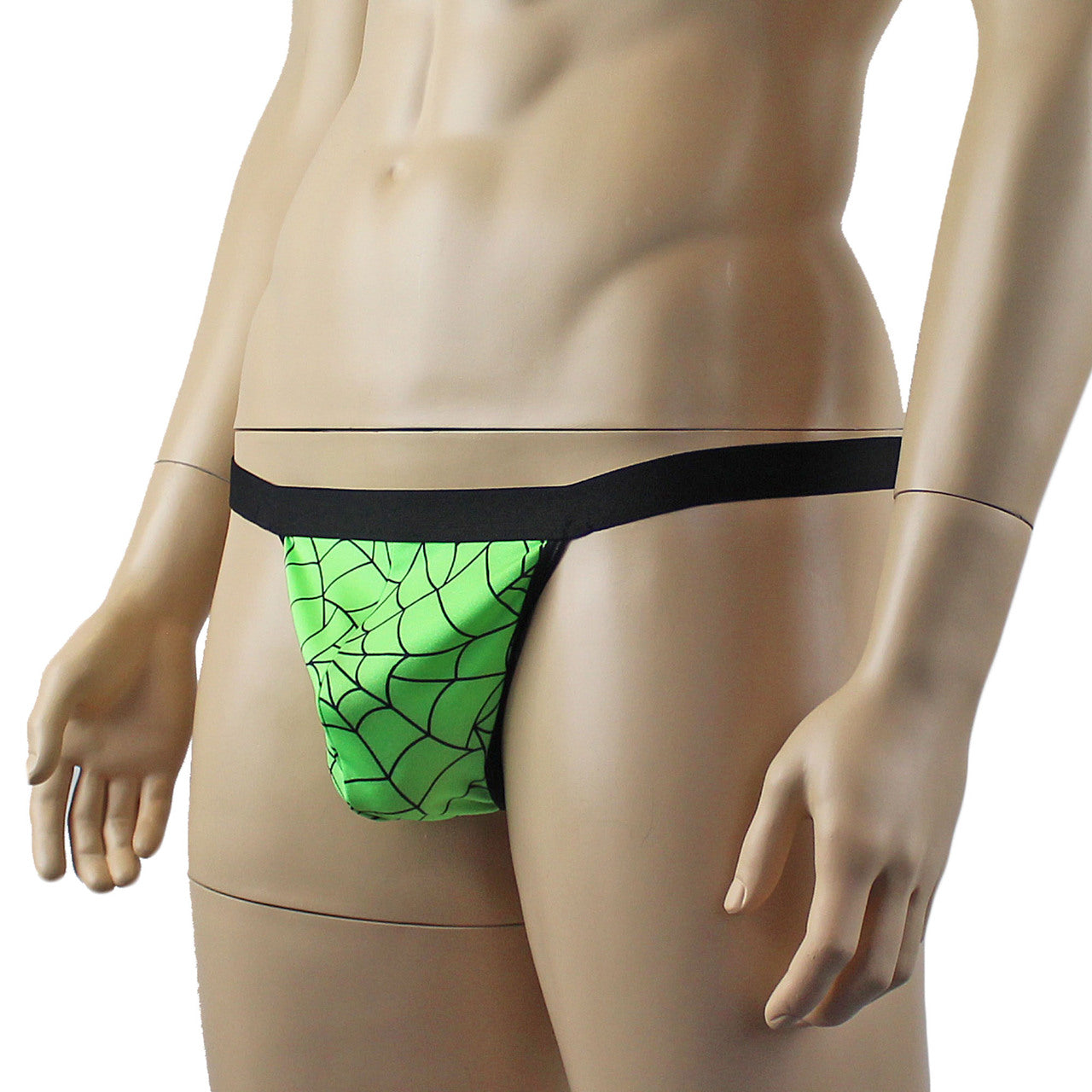 Mens Halloween Spooky Spider Wed G string Thong with Band (lime & pink colours)