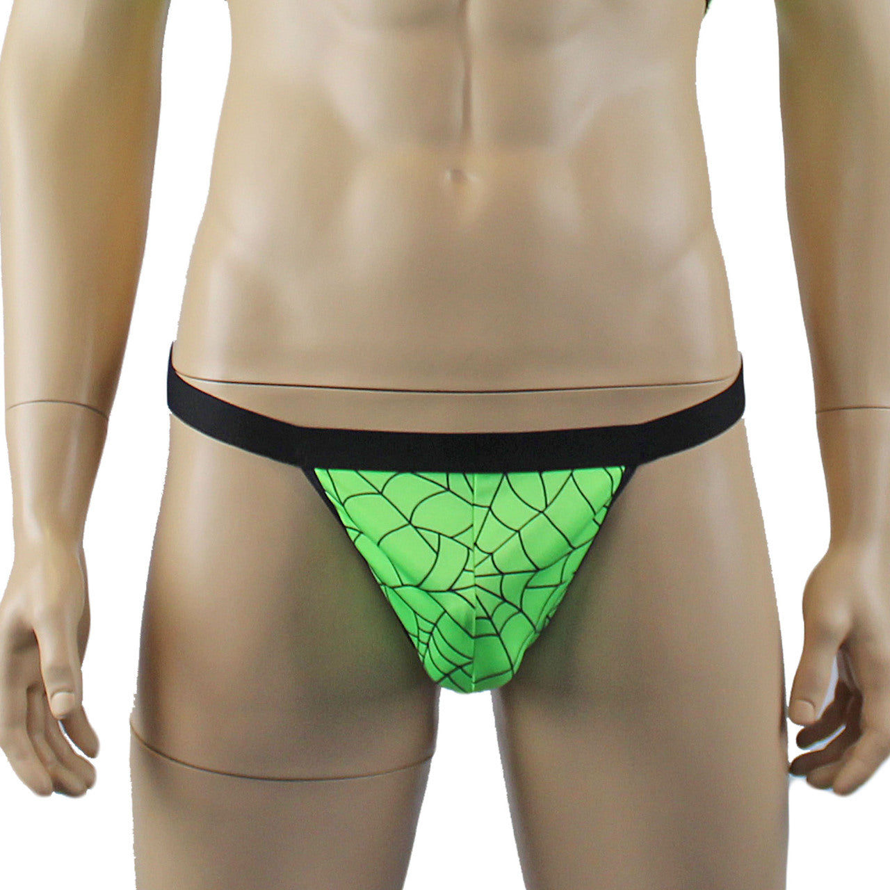 Mens Halloween Spooky Spider Wed G string Thong with Band (lime & pink colours)