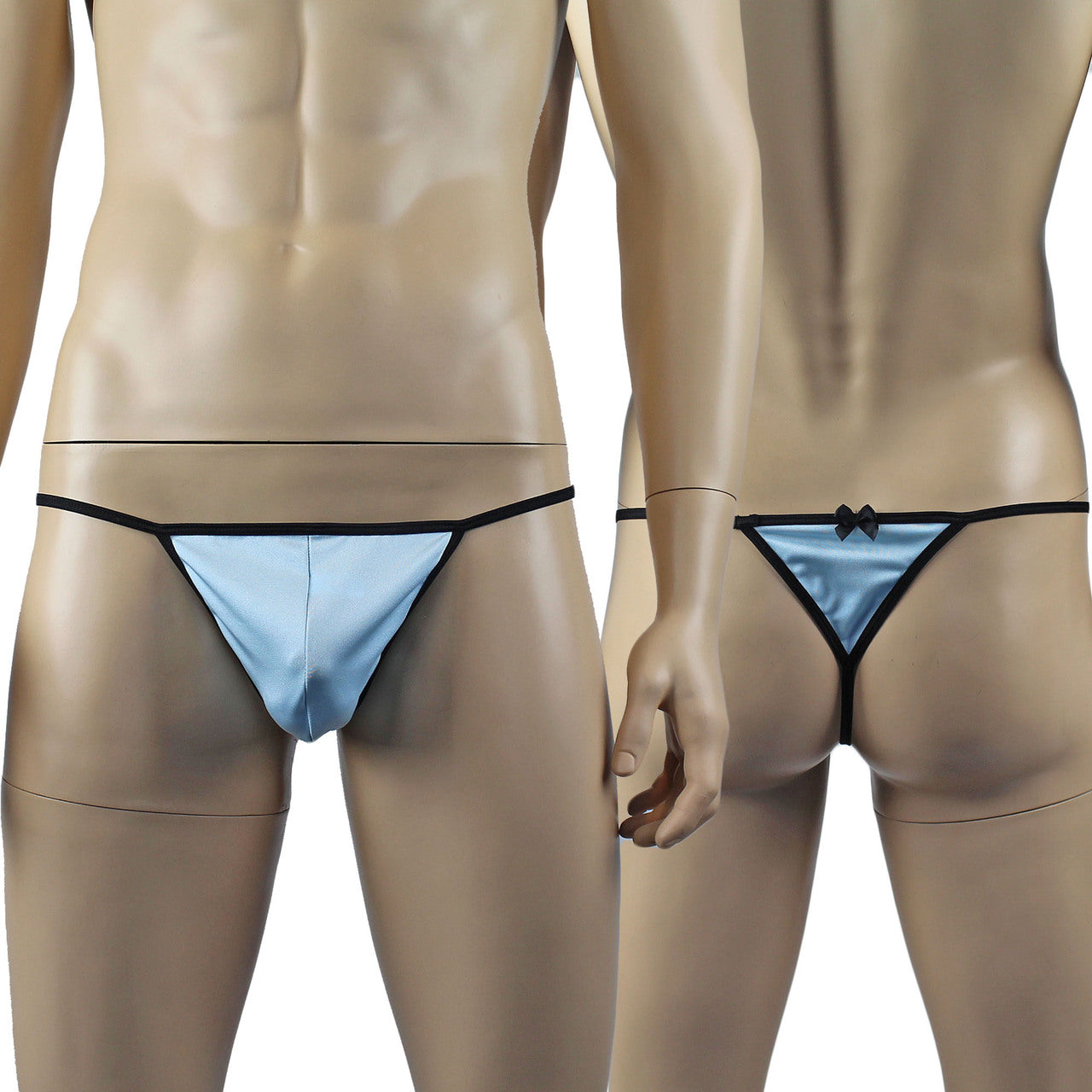 Mens Twinkle Lingerie Pouch G string with Triangle Back & Bow (light blue plus other colours)