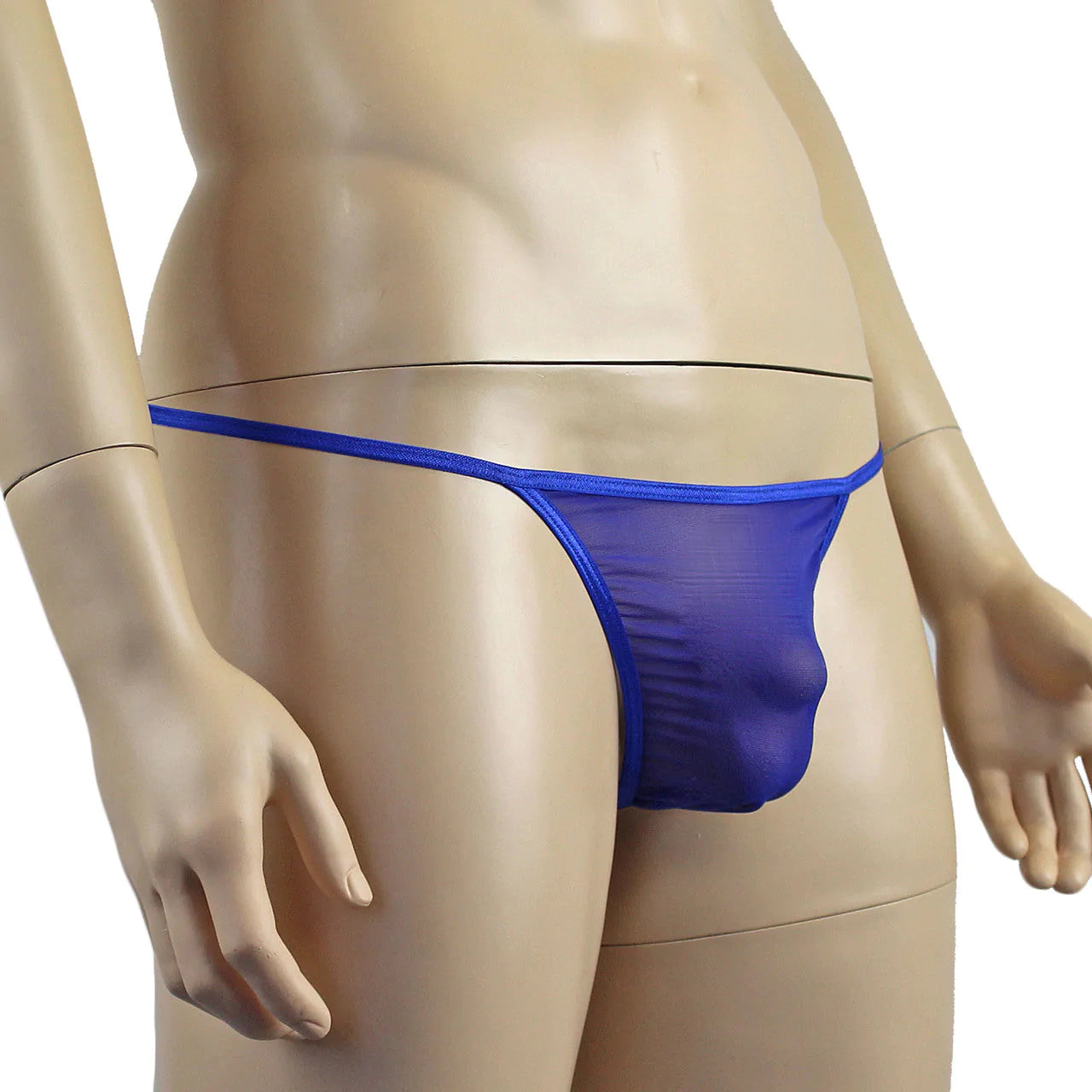SALE - Mens Vicky See Through Sheer Mesh Pouch G string Blue