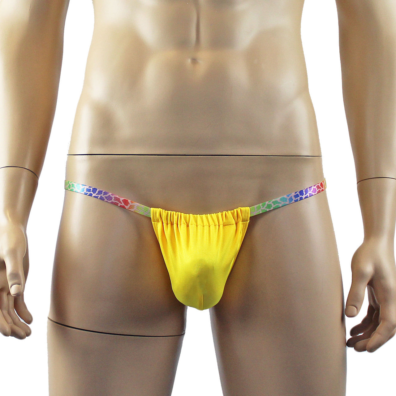 Mens Wild Colourful Adjustable Ball Bag Pouch G string Underwear (yellow plus other colours)