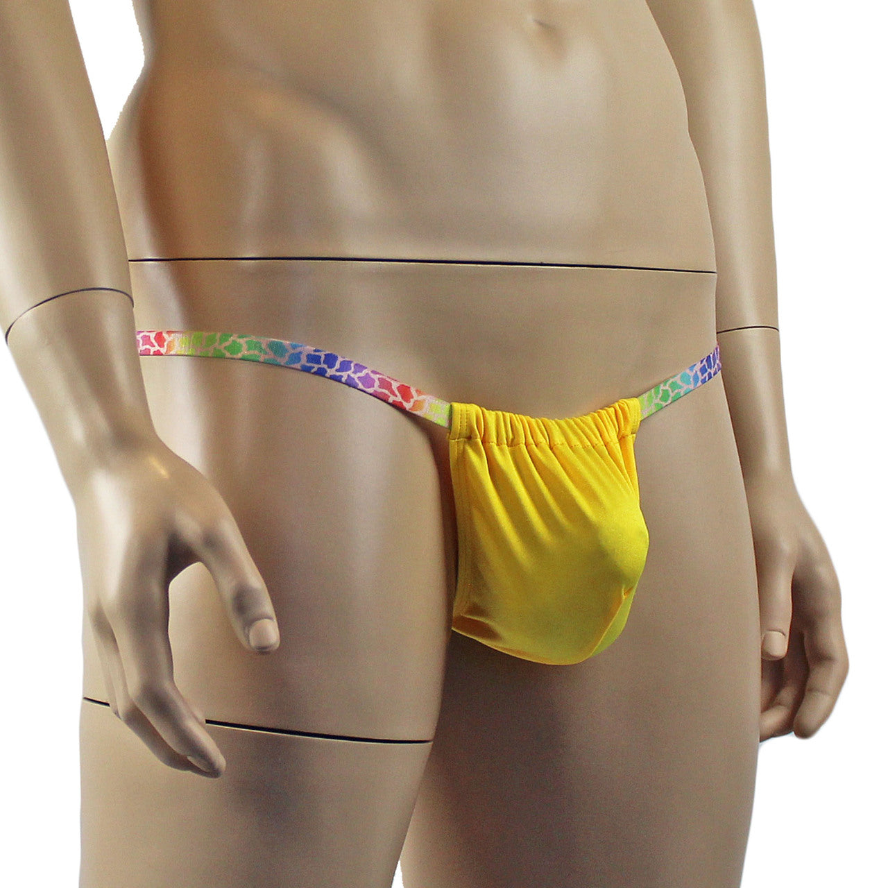 Mens Wild Colourful Adjustable Ball Bag Pouch G string Underwear (yellow plus other colours)