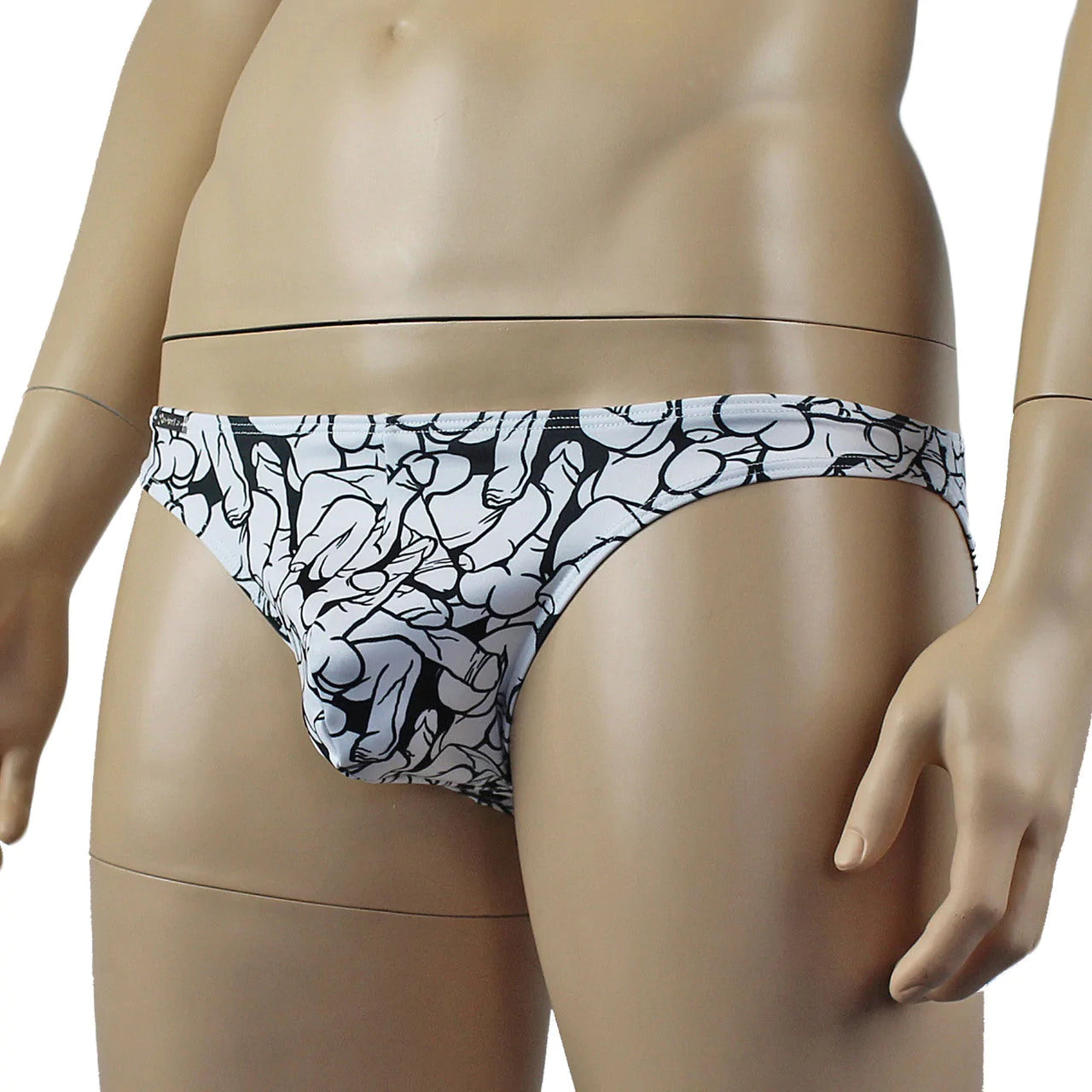 SALE - Male Willie Bikini Brief with Naughty Print Black and White