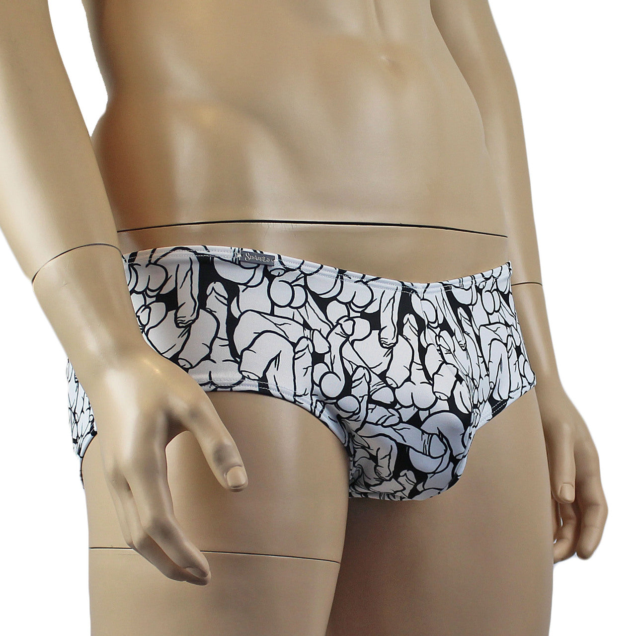 Male Willie Boxer Brief with Penis Print Black and White