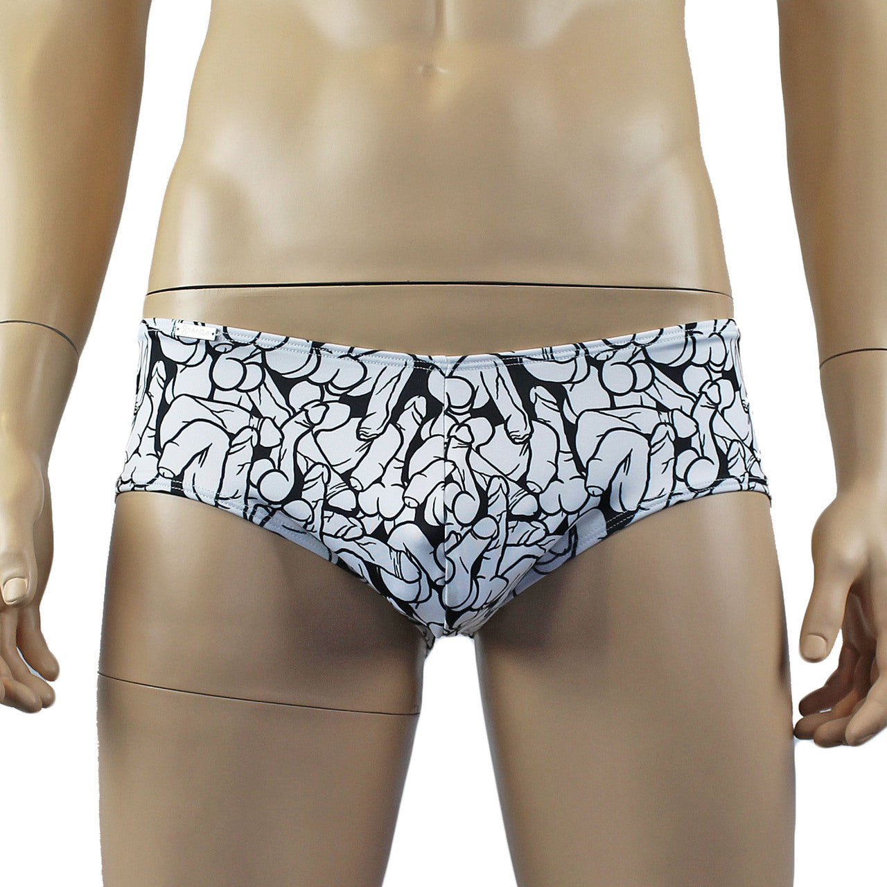 Male Willie Boxer Brief with Penis Print Black and White