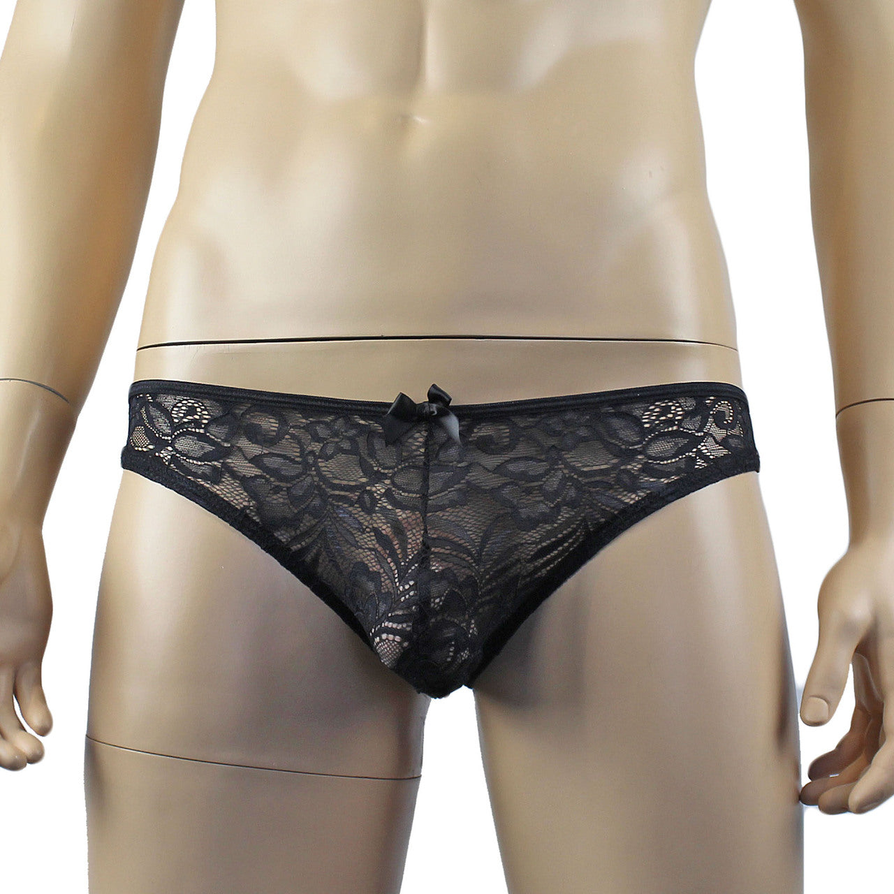 Mens Lace OPEN BACK Capri Brief, Male Panties (black plus other colours)